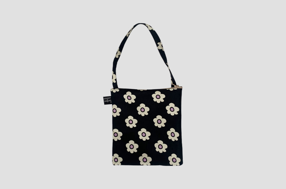 3차입고*[소곤소곤] retro flower black mini tote bag