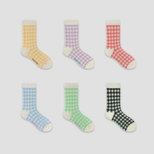 [봉주르마치] check socks - 6가지 색상