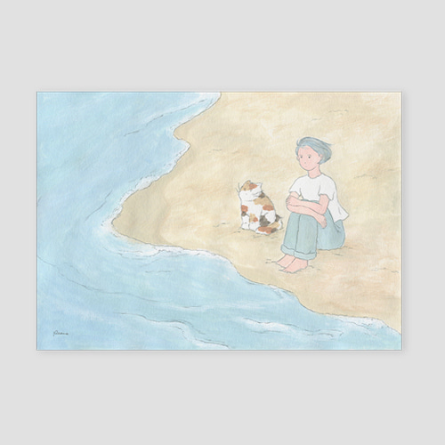 [백년서점] 바다와 고양이 A4 포스터(5차입고)