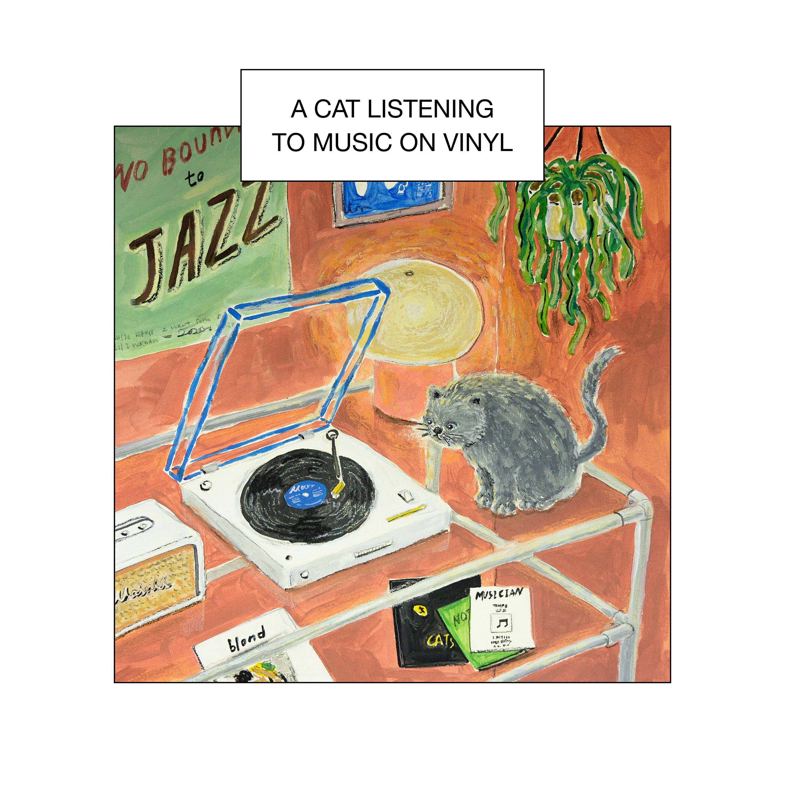 [희다가든] A cat listening to music on vinyl (재입고)